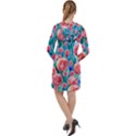 Brilliantly Hued Watercolor Flowers In A Botanical Long Sleeve Hoodie Dress View2