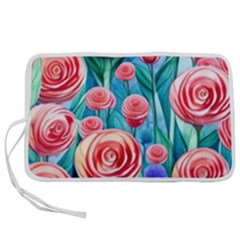 Brilliantly Hued Watercolor Flowers In A Botanical Pen Storage Case (m) by GardenOfOphir