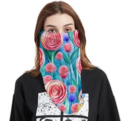 Brilliantly Hued Watercolor Flowers In A Botanical Face Covering Bandana (triangle) by GardenOfOphir