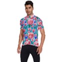 Brilliantly Hued Watercolor Flowers In A Botanical Men s Short Sleeve Cycling Jersey View2