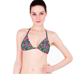 Dazzling Watercolor Flowers And Foliage Bikini Top by GardenOfOphir