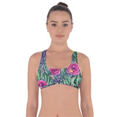 Dazzling Watercolor Flowers And Foliage Got No Strings Sports Bra by GardenOfOphir