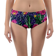 Dazzling Watercolor Flowers And Foliage Reversible Mid-waist Bikini Bottoms by GardenOfOphir