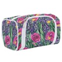 Dazzling Watercolor Flowers And Foliage Toiletries Pouch View2