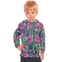 Dazzling Watercolor Flowers And Foliage Kids  Hooded Pullover View1