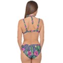 Dazzling Watercolor Flowers And Foliage Double Strap Halter Bikini Set View2