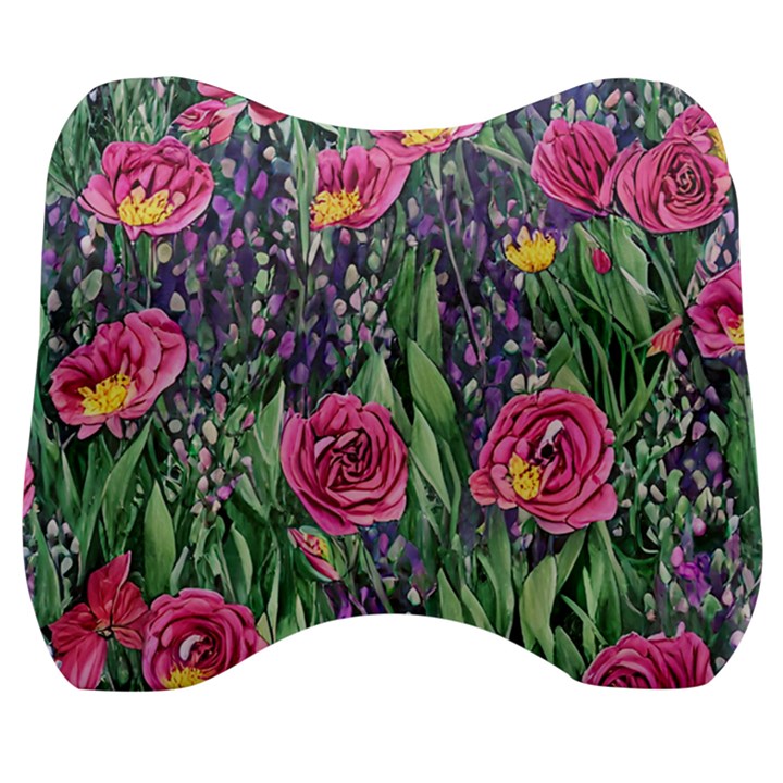 Dazzling Watercolor Flowers And Foliage Velour Head Support Cushion