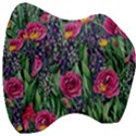 Dazzling Watercolor Flowers And Foliage Velour Head Support Cushion View3