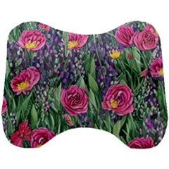 Dazzling Watercolor Flowers And Foliage Head Support Cushion by GardenOfOphir