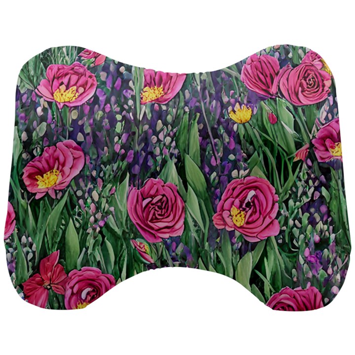 Dazzling Watercolor Flowers And Foliage Head Support Cushion