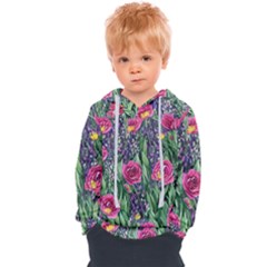 Dazzling Watercolor Flowers And Foliage Kids  Overhead Hoodie by GardenOfOphir