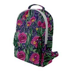 Dazzling Watercolor Flowers And Foliage Flap Pocket Backpack (large) by GardenOfOphir