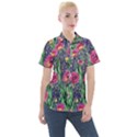 Dazzling Watercolor Flowers And Foliage Women s Short Sleeve Pocket Shirt View1