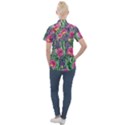 Dazzling Watercolor Flowers And Foliage Women s Short Sleeve Pocket Shirt View2