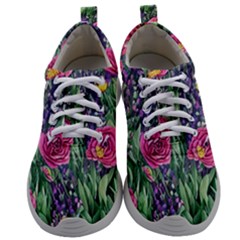 Dazzling Watercolor Flowers And Foliage Mens Athletic Shoes by GardenOfOphir