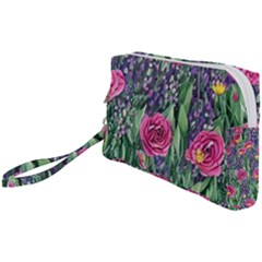 Dazzling Watercolor Flowers And Foliage Wristlet Pouch Bag (small) by GardenOfOphir