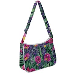 Dazzling Watercolor Flowers And Foliage Zip Up Shoulder Bag by GardenOfOphir