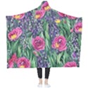 Dazzling Watercolor Flowers And Foliage Wearable Blanket View2