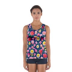 Botanical Flowers Pattern Sport Tank Top  by GardenOfOphir