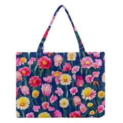 Botanical Flowers Pattern Medium Tote Bag by GardenOfOphir