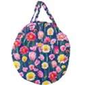 Botanical Flowers Pattern Giant Round Zipper Tote View1