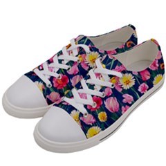 Botanical Flowers Pattern Men s Low Top Canvas Sneakers by GardenOfOphir