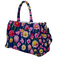 Botanical Flowers Pattern Duffel Travel Bag by GardenOfOphir