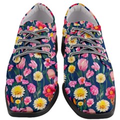 Botanical Flowers Pattern Women Heeled Oxford Shoes