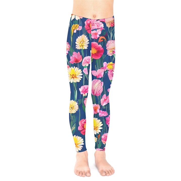 Botanical Flowers Pattern Kids  Classic Winter Leggings