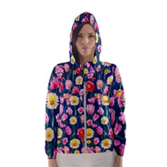 Botanical Flowers Pattern Women s Hooded Windbreaker by GardenOfOphir