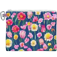 Botanical Flowers Pattern Canvas Cosmetic Bag (xxxl) by GardenOfOphir