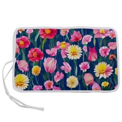 Botanical Flowers Pattern Pen Storage Case (l) by GardenOfOphir