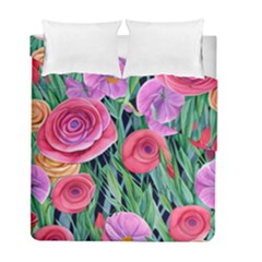 Boho Retropical Flowers Duvet Cover Double Side (full/ Double Size) by GardenOfOphir