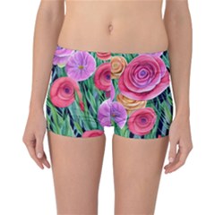 Boho Retropical Flowers Reversible Boyleg Bikini Bottoms by GardenOfOphir