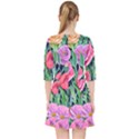 Boho Retropical Flowers Quarter Sleeve Pocket Dress View2