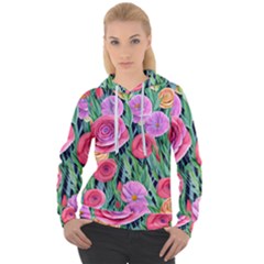 Boho Retropical Flowers Women s Overhead Hoodie by GardenOfOphir