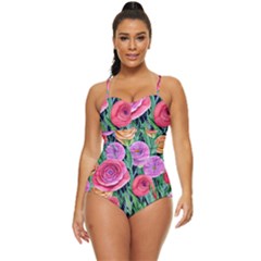 Boho Retropical Flowers Retro Full Coverage Swimsuit by GardenOfOphir