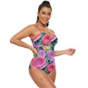 Boho Retropical Flowers Retro Full Coverage Swimsuit View3