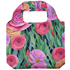 Boho Retropical Flowers Foldable Grocery Recycle Bag by GardenOfOphir