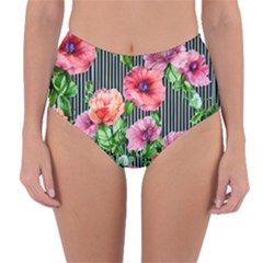 Vintage Botanic Flowers In A Watercolor Reversible High-waist Bikini Bottoms by GardenOfOphir