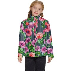 Vintage Botanic Flowers In A Watercolor Kids  Puffer Bubble Jacket Coat by GardenOfOphir