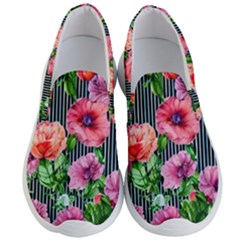 Vintage Botanic Flowers In A Watercolor Men s Lightweight Slip Ons by GardenOfOphir