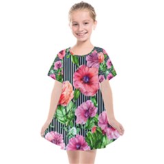 Vintage Botanic Flowers In A Watercolor Kids  Smock Dress by GardenOfOphir