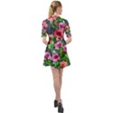 Vintage Botanic Flowers In A Watercolor Belted Shirt Dress View2