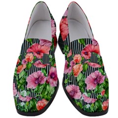 Vintage Botanic Flowers In A Watercolor Women s Chunky Heel Loafers by GardenOfOphir