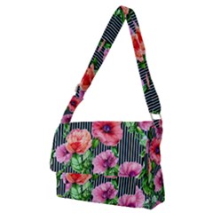 Vintage Botanic Flowers In A Watercolor Full Print Messenger Bag (m) by GardenOfOphir