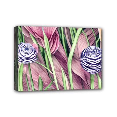 Ottagecore Aesthetics Retro Flowers Pattern Mini Canvas 7  X 5  (stretched) by GardenOfOphir