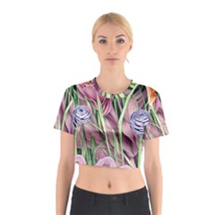 Ottagecore Aesthetics Retro Flowers Pattern Cotton Crop Top by GardenOfOphir