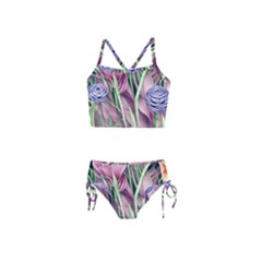 Ottagecore Aesthetics Retro Flowers Pattern Girls  Tankini Swimsuit by GardenOfOphir