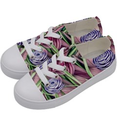 Ottagecore Aesthetics Retro Flowers Pattern Kids  Low Top Canvas Sneakers by GardenOfOphir